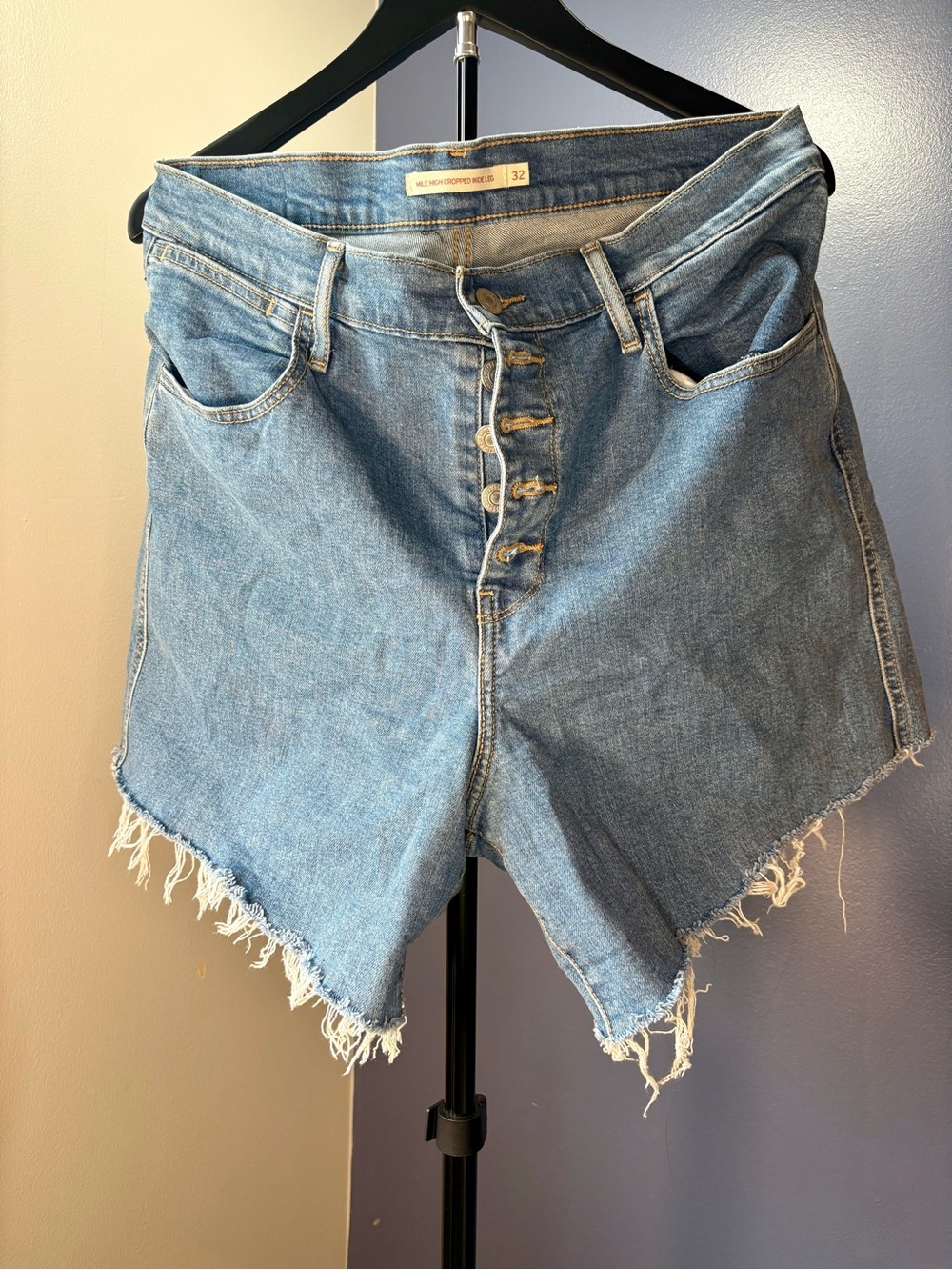 Levi's Light Blue Mile High Cropped Wide Leg Jeans